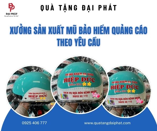 Xưởng sản xuất mũ bảo hiểm quảng cáo theo yêu cầu