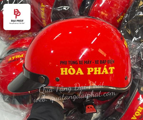 Nón bảo hiểm in logo cửa hàng phụ tùng xe máy - xe đạp điện Nón bảo hiểm in logo cửa hàng phụ tùng xe máy - xe đạp điện