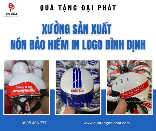 Xưởng sản xuất nón bảo hiểm in logo Bình Định
