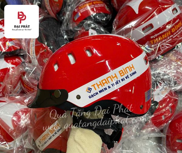 Nón bảo hiểm in logo cửa hàng gạch men và thiết bị vệ sinh