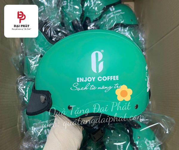Nón bảo hiểm in logo thương hiệu coffee