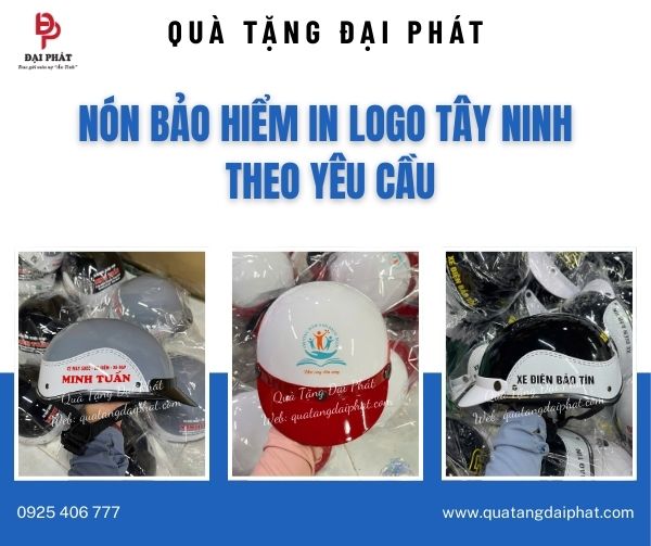 Nón bảo hiểm in logo Tây Ninh theo yêu cầu