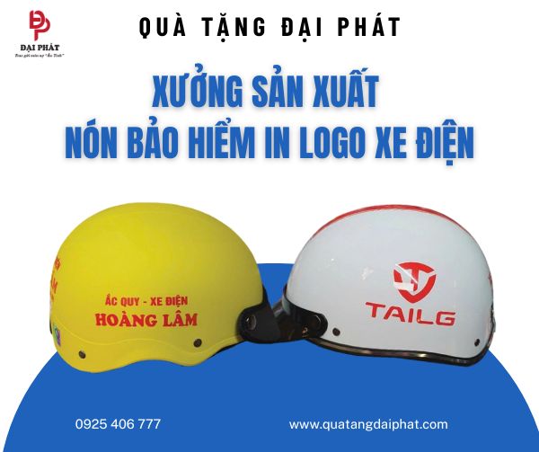 Xưởng sản xuất nón bảo hiểm in logo cho cửa hàng xe điện
